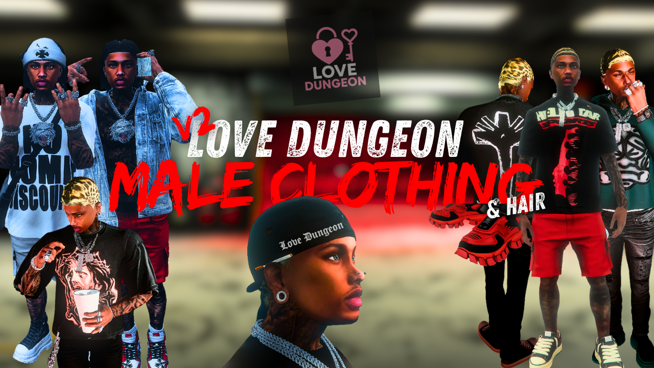 V2 TOS FRIENDLY Love Dungeon V2 Male Clothing & Hair Pack | FIVE M READY | HUGE PACK 950+ Pieces