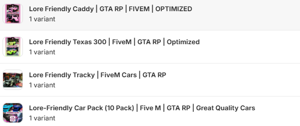 FiveM Server Essential Car Bundle (13 Cars) | TOS Car Friendly Bundle