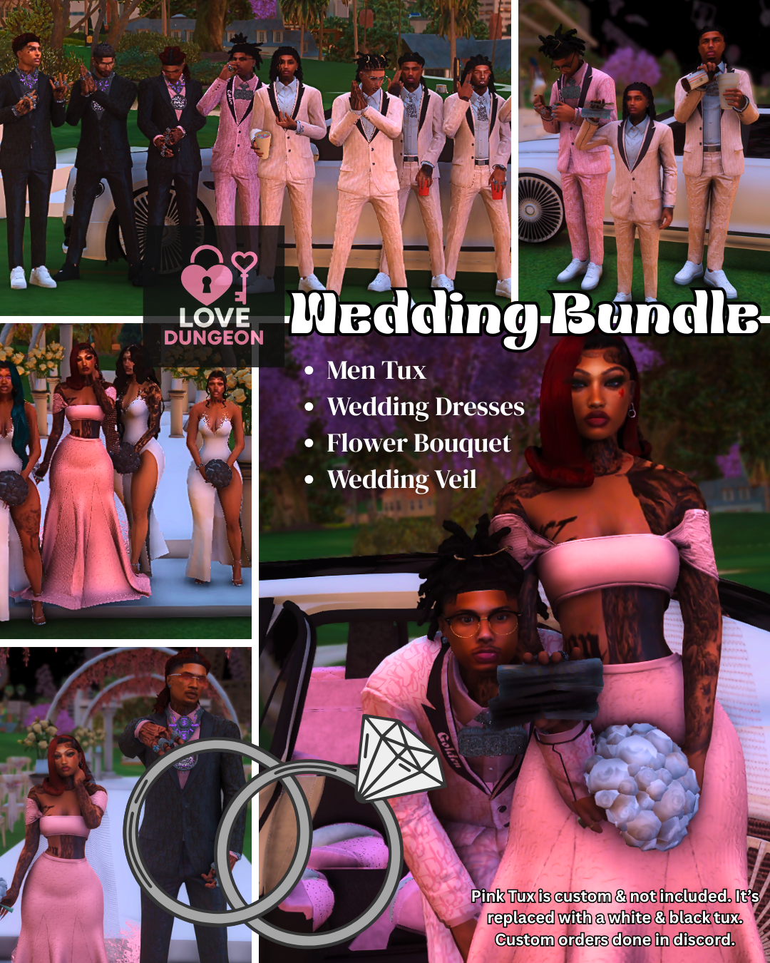 Love Dungeon Wedding Bundle | FiveM Wedding Clothing Pack | Bride & Groom Set | Tux + Dresses + Bouquet + Veil