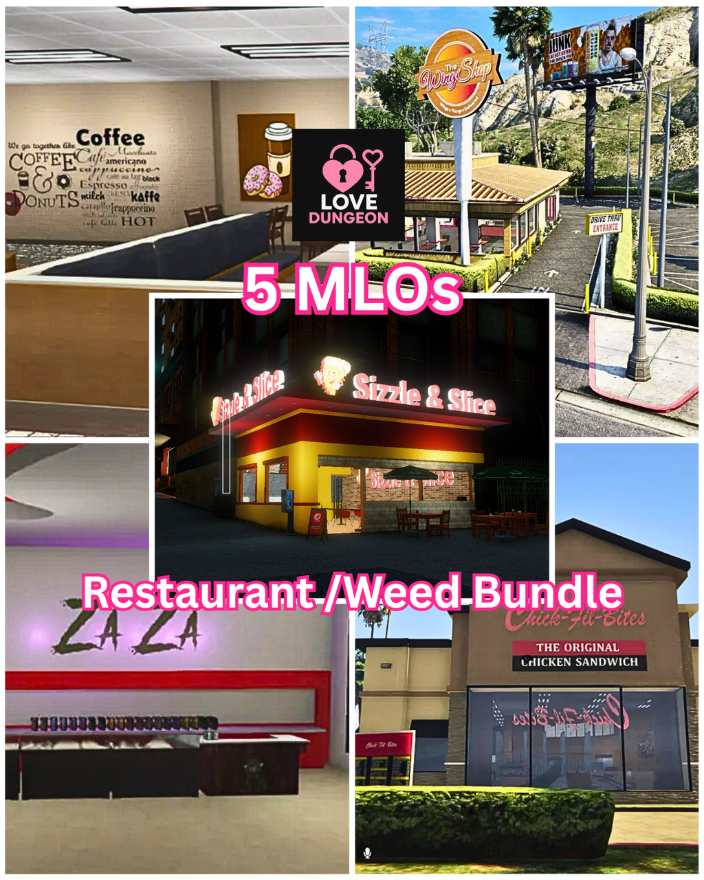 5 MLO Restaurant & Weed TOS Friendly Bundle | FiveM Ready | GTA RP